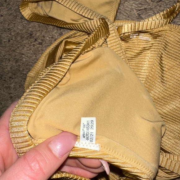 Aerie Ribbed Metallic Gold Bikini Set - Picture 11 of 12